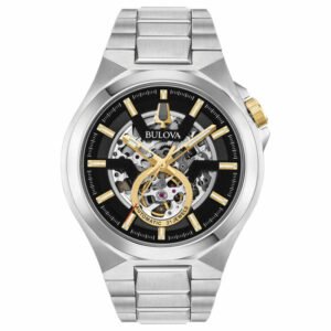 Reloj automático Bulova 98A224 diseño esqueleto bicolor.