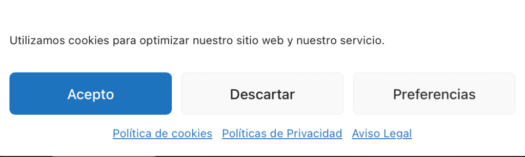 Captura del mensaje de cookies mostrado en joyeriajoselu.es