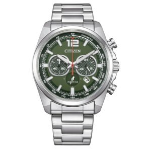Esfera verde del Citizen CA4640-50X con subesferas visibles.