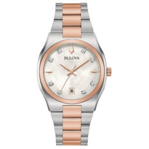 Esfera blanca con diamantes del reloj Bulova 98P199