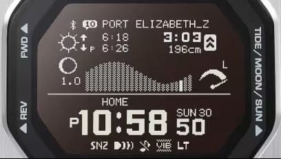 Pantalla con función de mareas Pantalla con mareas Casio G-Shock GBX-100S-2ER