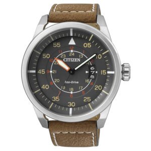 Esfera gris del Citizen AW1360‑12H con agujas luminiscentes