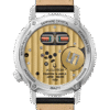 Parte trasera del reloj Accutron 26A211 de diseño clásico con caja de acero. inoxidable y esfera elegante.