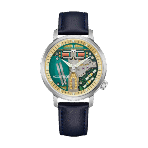 Reloj Accutron 26A213 de diseño clásico con caja de acero inoxidable y esfera elegante.
