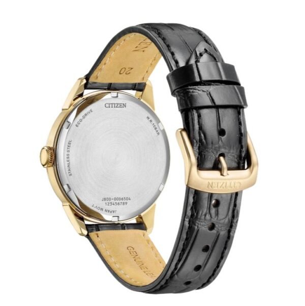AW0153-04A Citizen caja dorada con correa piel negra Fondo reloj CITIZEN AW0153-04A