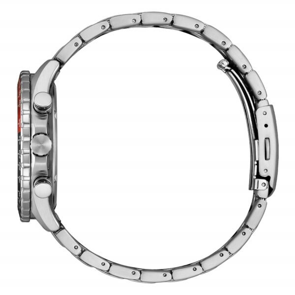 Lateral Reloj Citizen AT2566-88E Eco Drive cronógrafo hombre acero negro