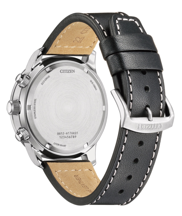 CA0880-58L – Trasera Reloj Aviator Crono de Citizen Eco Drive B612 Blanco y negro