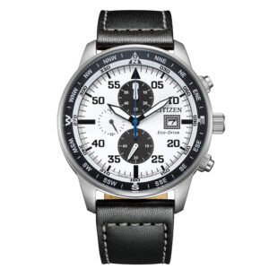 CA0880-58L – Reloj Aviator Crono de Citizen Eco Drive B612 Blanco y negro