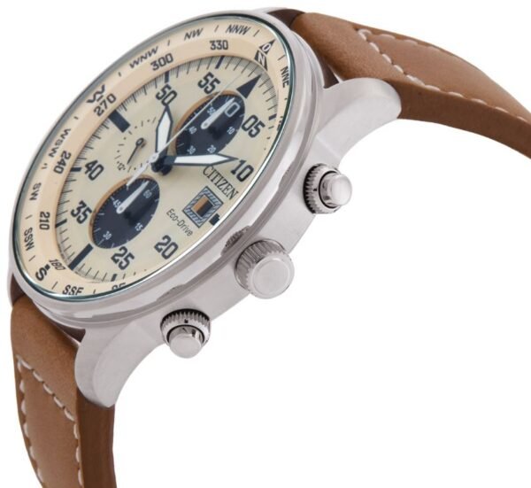 CA0880-15X – Reloj Aviator Crono de Citizen Eco Drive B612 Beige y negro lateral