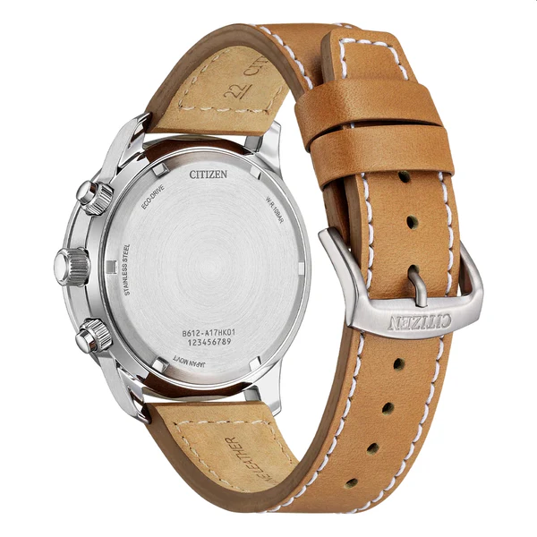 CA0880-15X – Trasera Reloj Aviator Crono de Citizen Eco Drive B612 Beige y negro