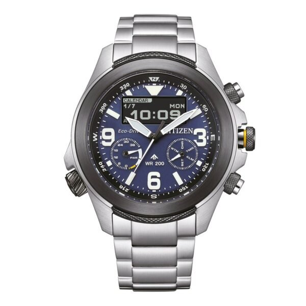 Reloj Citizen JV1006-51L Promaster Land vista frontal esfera azul Eco-Drive