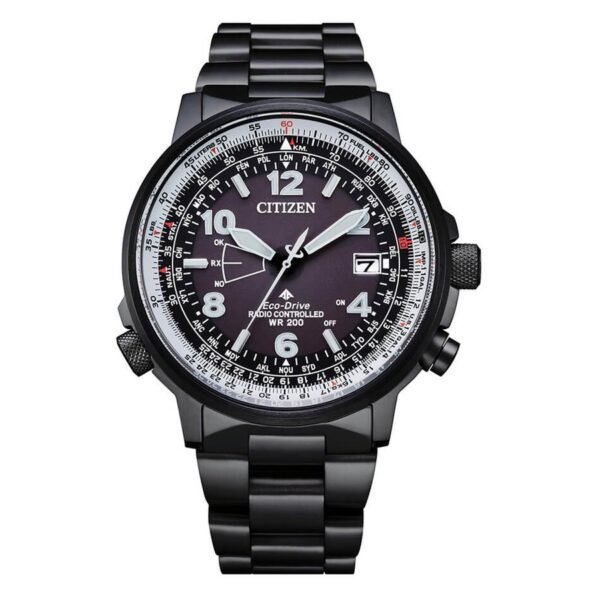 Reloj Citizen CB0245-84E vista frontal esfera negra