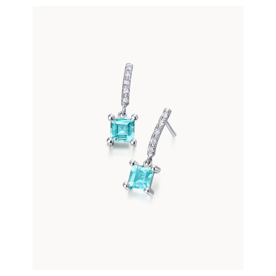 Pendientes Lecarré Ocean oro blanco topacio azul y diamantes vista frontal