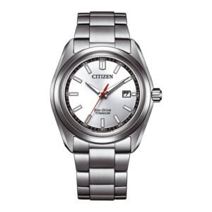 Reloj Citizen AW1900-50A vista frontal esfera plateada