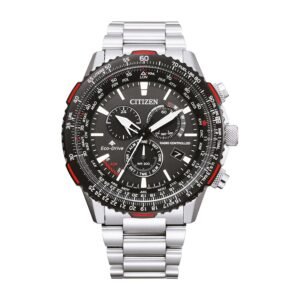 Reloj Citizen CB5001-57E vista frontal esfera negra piloto