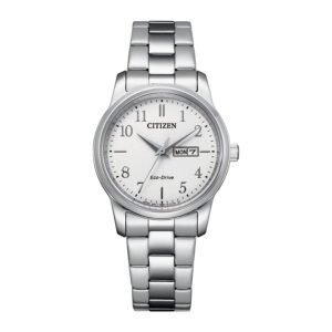 Reloj Citizen EW3260-84A vista frontal esfera blanca Eco-Drive