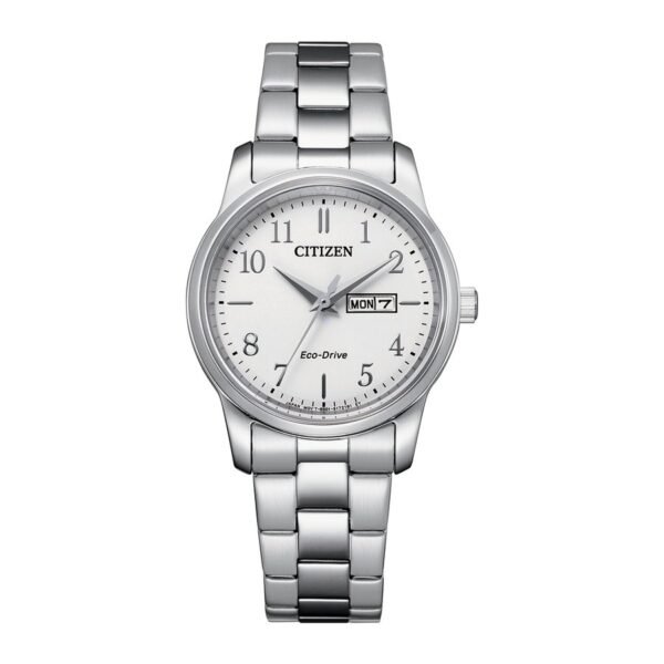 Reloj Citizen EW3260-84A vista frontal esfera blanca Eco-Drive