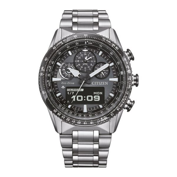 Citizen JV2006-55H frontal Reloj Citizen JV2006-55H Promaster Skyhawk esfera gris vista frontal