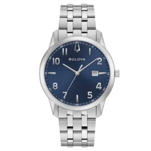 Reloj Bulova 96B475 Sutton Slim esfera azul vista frontal