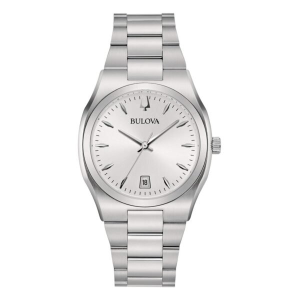 Reloj Bulova 96M156 Surveyor Lady esfera plateada vista frontal