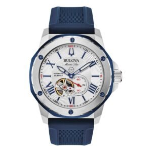 Reloj Bulova 98A225 Marine Star esfera plateada vista frontal