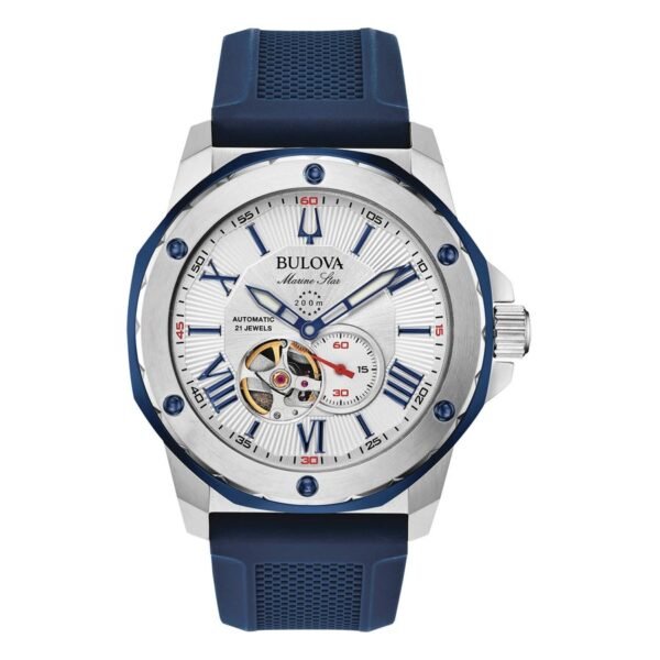 Reloj Bulova 98A225 Marine Star esfera plateada vista frontal