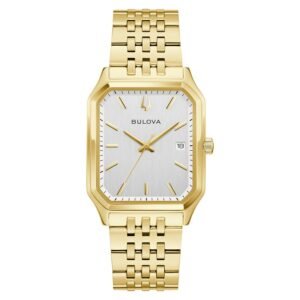 Reloj Bulova 97B236 Tony Bennett esfera plateada caja dorada vista frontal