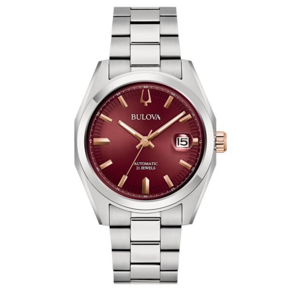 Reloj Bulova 98B422 Surveyor esfera burdeos vista frontal