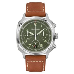 Reloj Bulova 96B482 Military esfera verde vista frontal