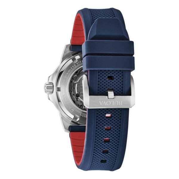 Reloj Bulova 98A225 Marine Star tapa trasera correa azul