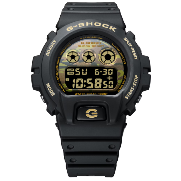 Casio DW-6900CF-1ER frontal camuflaje correa Reloj Casio DW-6900CF-1ER esfera camuflaje vista correa