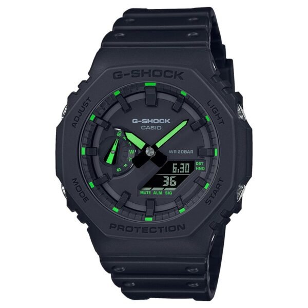 Reloj Casio GA-2100-1A3ER esfera negra vista frontal