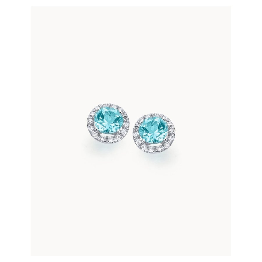 Pendientes Lecarré Ocean Orla oro blanco topacio azul y diamantes vista frontal