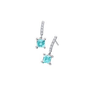 Pendientes Lecarré Ocean oro blanco topacio azul y diamantes vista frontal
