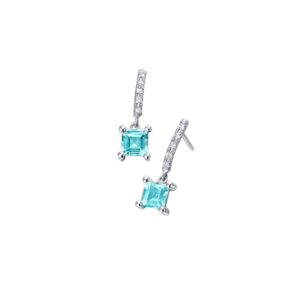 Pendientes Lecarré Ocean oro blanco topacio azul Pendientes Lecarré Ocean oro blanco topacio azul y diamantes vista frontal