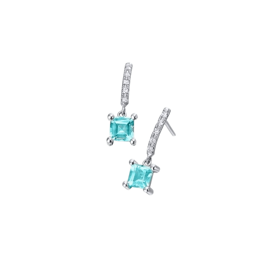 Pendientes Lecarré Ocean oro blanco topacio azul y diamantes vista frontal