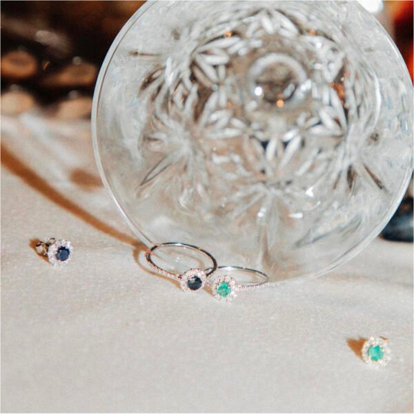 Pendientes Lecarré Glory oro blanco zafiro azul y diamantes colección