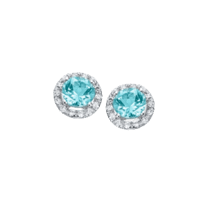 Pendientes Lecarré Ocean Orla oro blanco topacio azul y diamantes vista frontal