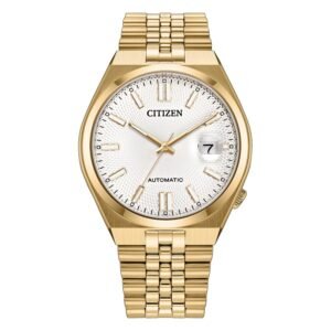 Reloj Citizen NK0022-50A Tsuyosa dorado vista frontal esfera blanca