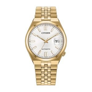 Reloj Citizen NK0032-56A Tsuyosa dorado vista frontal esfera blanca