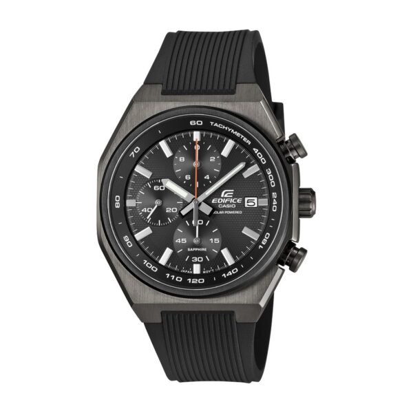 Reloj Casio EFS-S660PB-1AEF Edifice cronógrafo solar esfera negra y caja gris vista frontal
