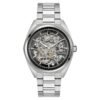 Bulova 96A293 frontal negro Reloj Bulova 96A293 Surveyor vista frontal esfera esqueleto negra caja y pulsera de acero