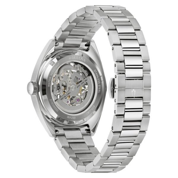 Bulova 96A293 tapa trasera Reloj Bulova 96A293 Surveyor tapa trasera de cristal con movimiento automático