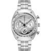 Bulova 96K118 frontal plateado Reloj Bulova 96K118 Shelby Racer vista frontal esfera plateada cronógrafo y correa de piel marrón