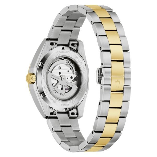 Bulova 98A338 tapa trasera Reloj Bulova 98A338 Surveyor tapa trasera de cristal con calibre automático a la vista