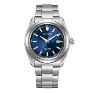 Reloj Citizen AW1900-50L Super Titanium vista frontal esfera azul