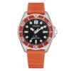 Reloj Citizen BN0268-01E Promaster Diver's vista frontal esfera negra bisel naranja