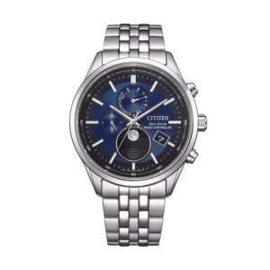 Reloj Citizen BY1030-50L Tsuki-yomi Moon Phase vista frontal esfera azul