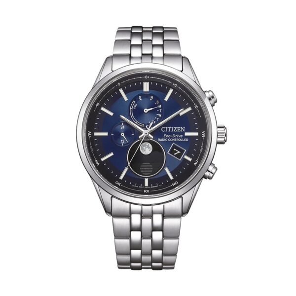 Reloj Citizen BY1030-50L Tsuki-yomi Moon Phase vista frontal esfera azul