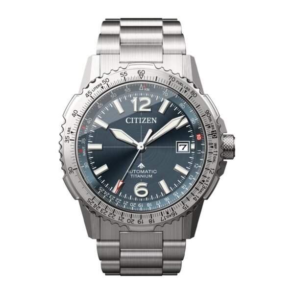 Citizen NK0040-58L frontal esfera azul Reloj Citizen NK0040-58L Promaster vista frontal esfera azul titanio